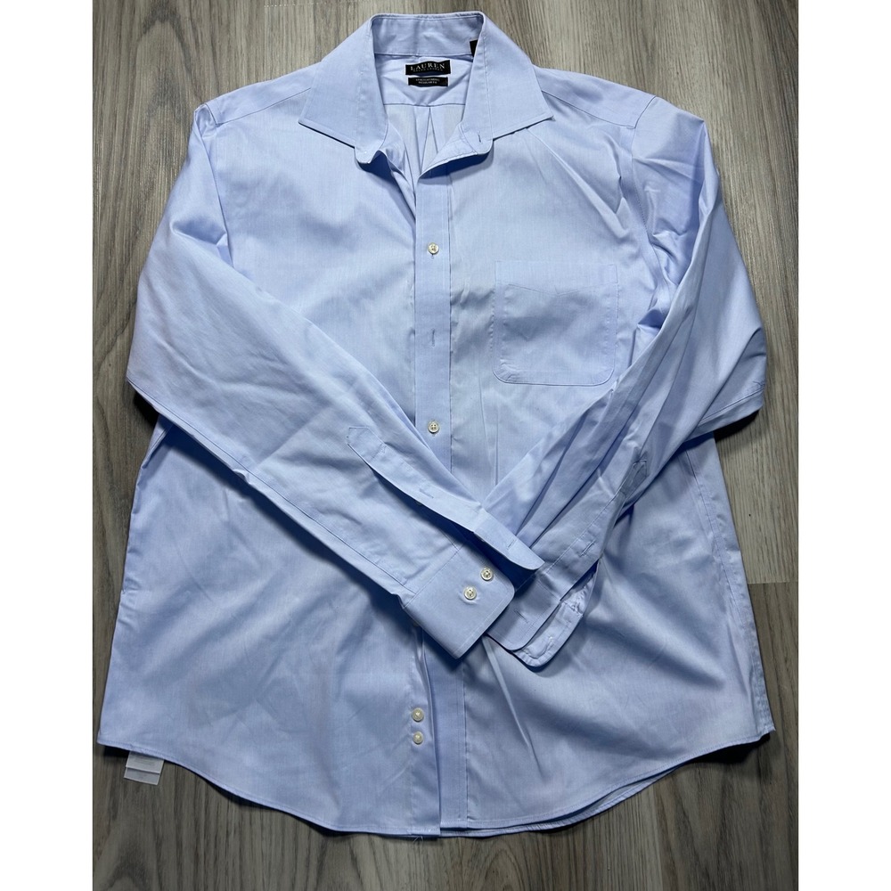 Lauren Ralph Lauren Mens Light Blue Stretch Regular‎ Fit Dress Shirt Size L 16.5